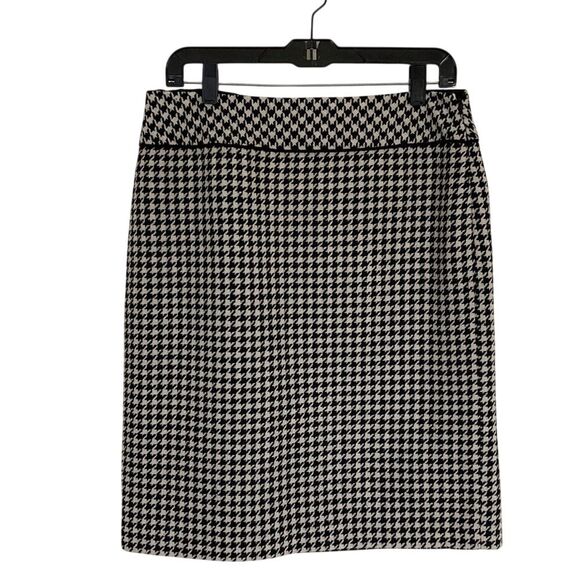 Alex Marie Womens Pencil‎ Skirt 8 Black White Houndstooth Classic Office - Picture 1 of 9